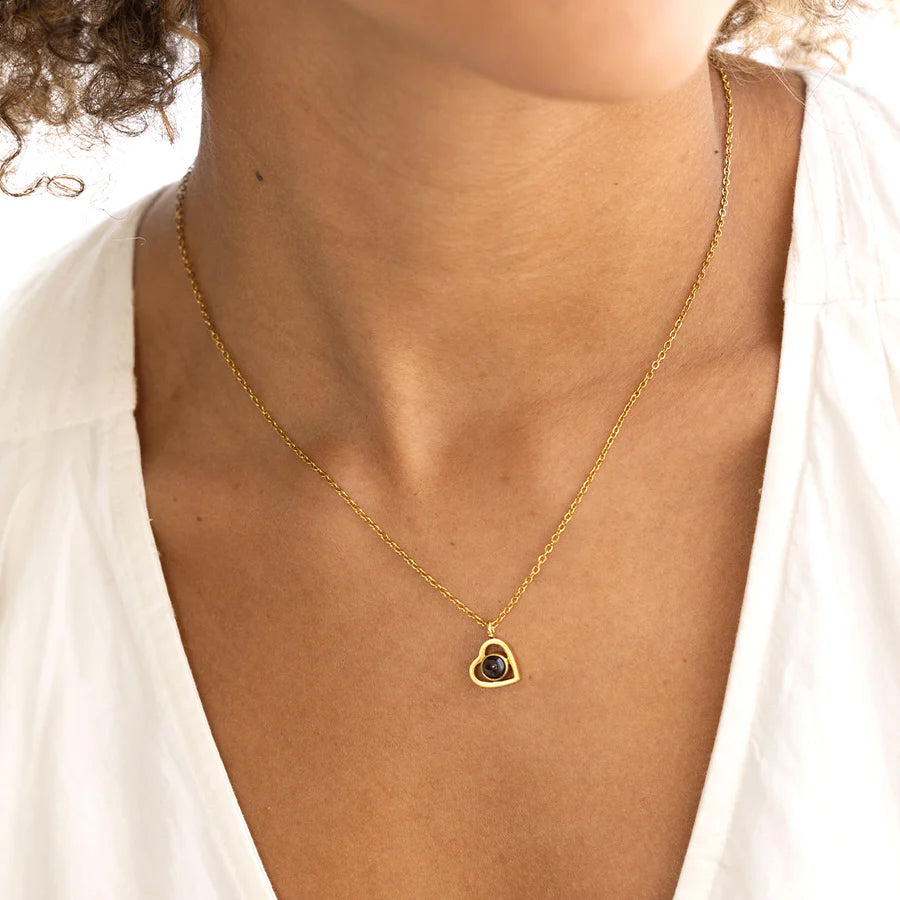 Collier photo personnalisé en forme de cœur
