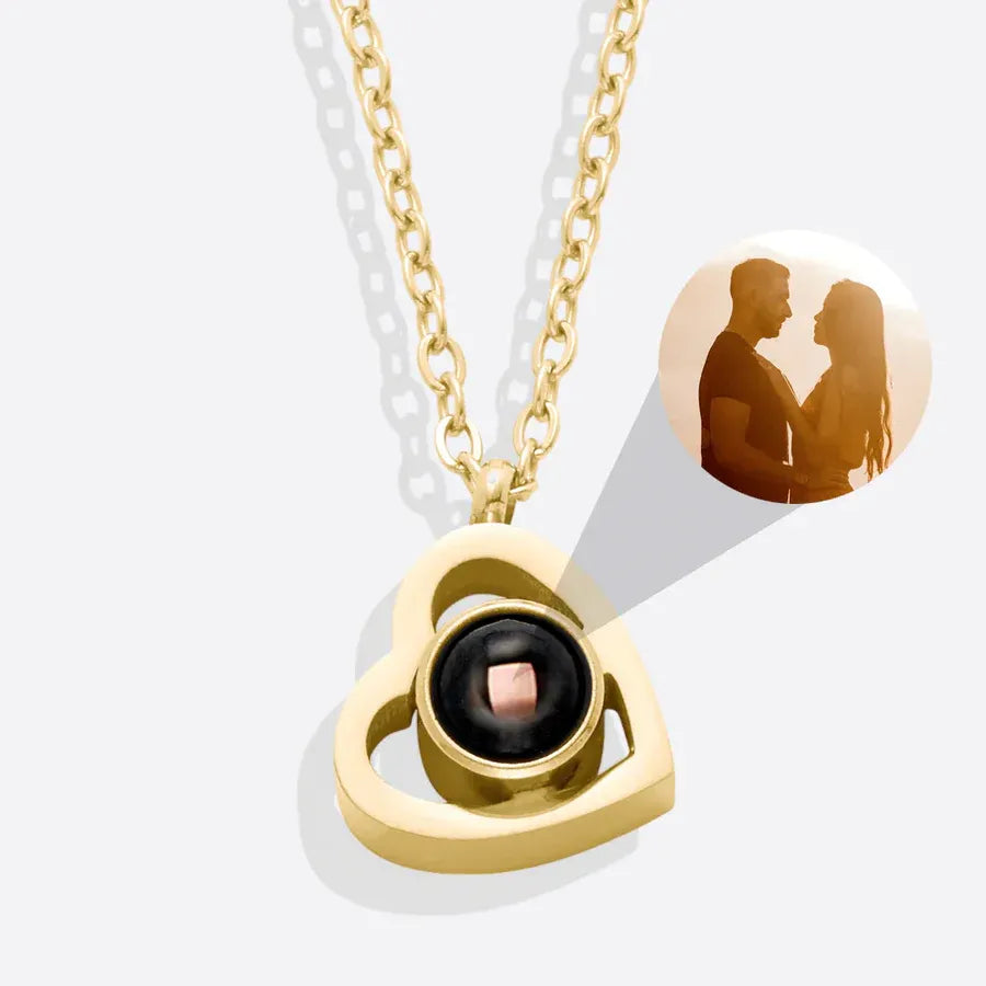 Collier photo personnalisé en forme de cœur