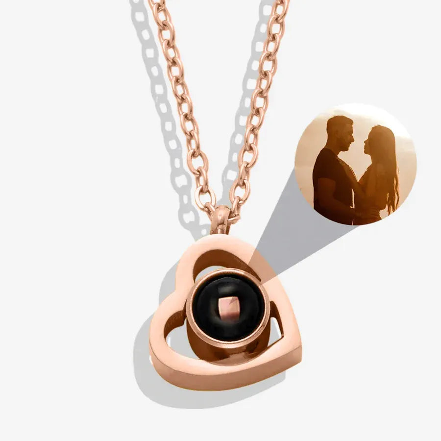 Collier photo personnalisé en forme de cœur