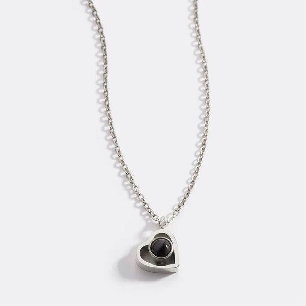 Collier photo personnalisé en forme de cœur