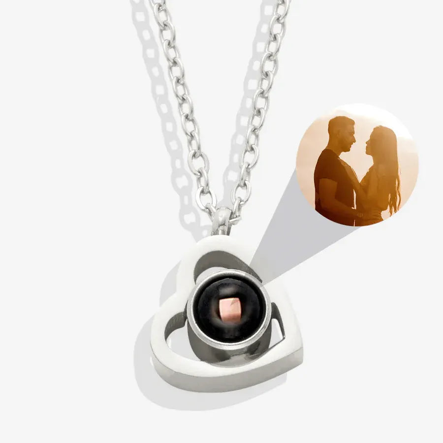 Collier photo personnalisé en forme de cœur