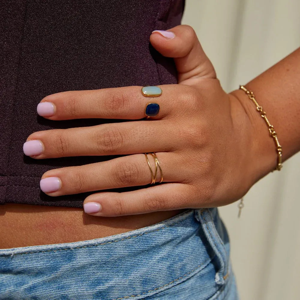 Bague enroulée en aigue-marine